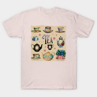 Time for Tea - Vintage Tea Illustrations T-Shirt